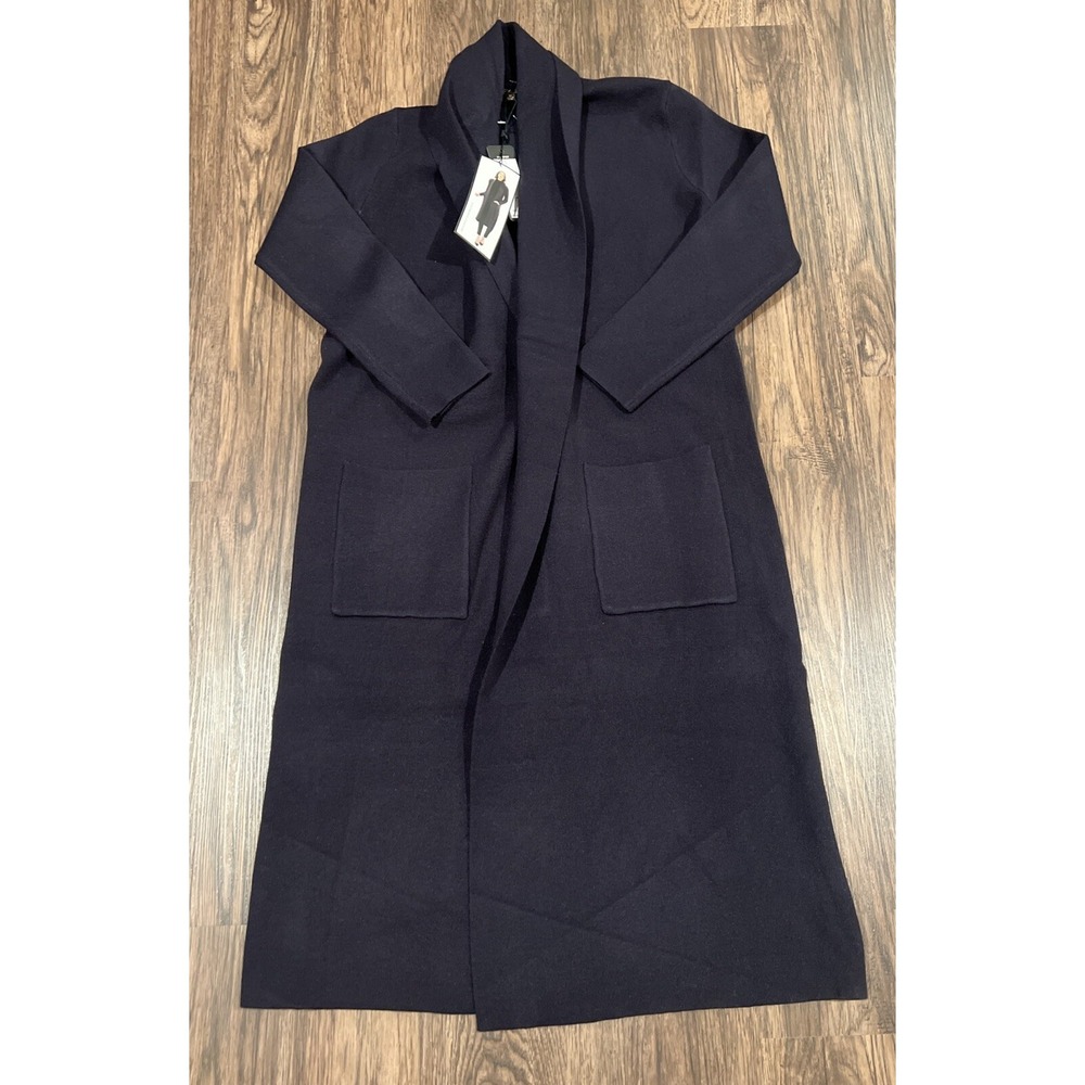 Max Sport Long Cardigan Women's Size M Color Navy Coat Jacket Sweater $368